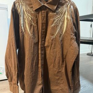 Victorious Brown Embroidered Men's Shirt